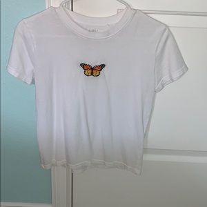 white brandy melville butterfly t shirt